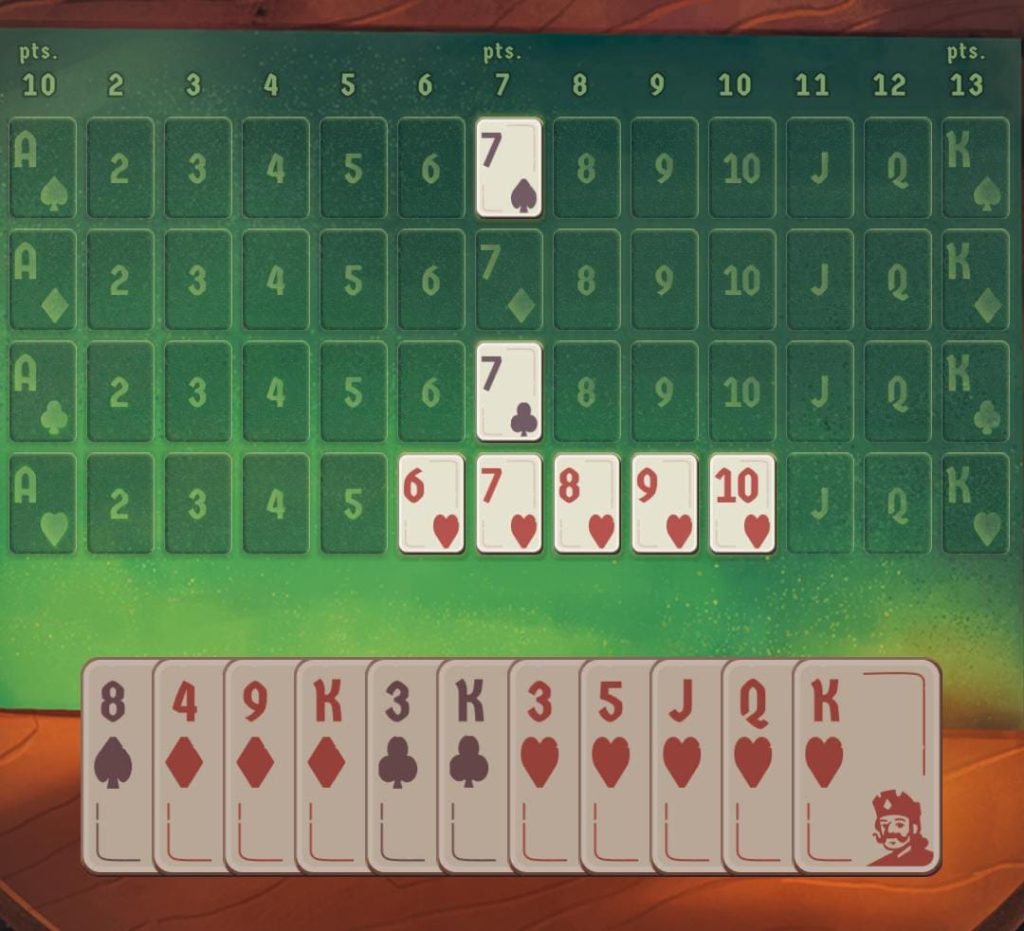 sevens card gameplay